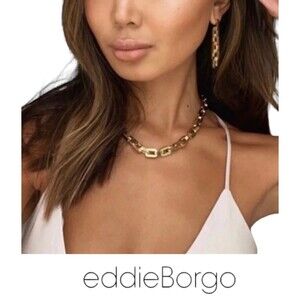 EDDIE BORGO Statement Chain Link Necklace‎ and Earring Set NEW w/ Bag